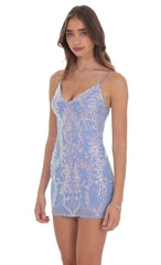 Sequin V-Neck Bodycon Dress in Blue