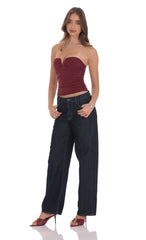 Low Rise Baggy Jeans in Navy