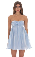 Strapless Florette Babydoll Dress in Icy Blue