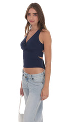 Twist Cross Back Top in Navy